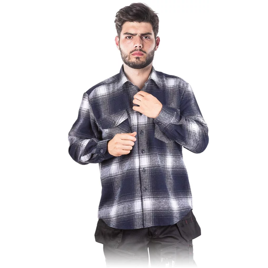 MĘSKA KOSZULA W KRATĘ CIEPŁA GRANAT LUX