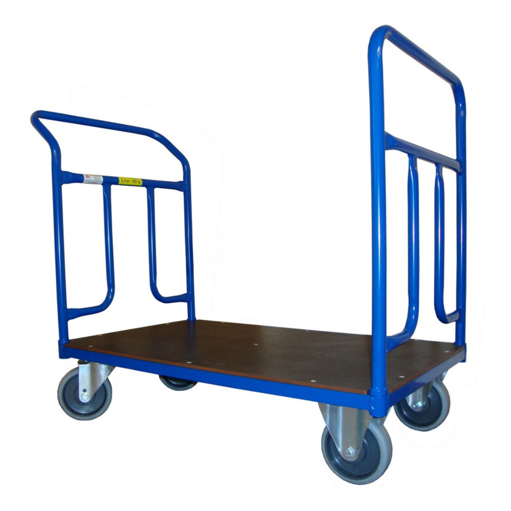 Wózek platformowy dwuburtowy, platforma z blachy. Wym. 1200x700 mm (Ładowność 300kg)
