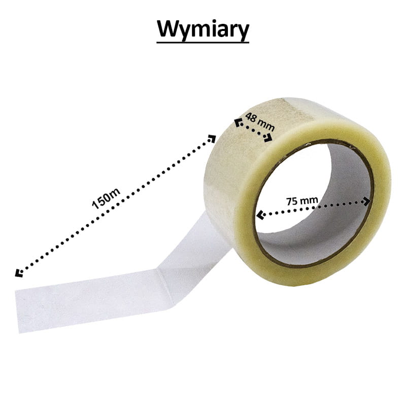 Taśma pakowa 48 mm x 150 m długa akryl bezbrawna