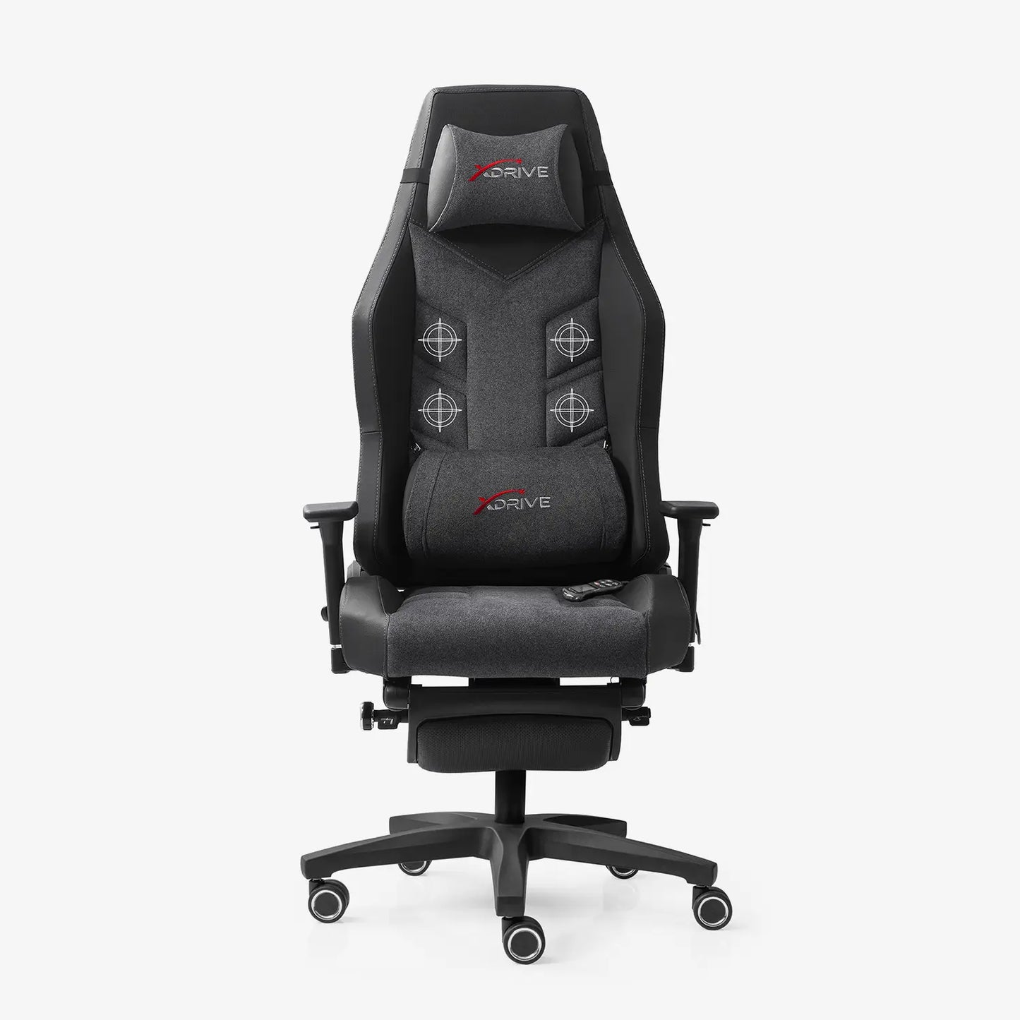 xDrive Fırtına Fotel gamingowy z funkcją masażu i rozciągania stóp, szary/czarny