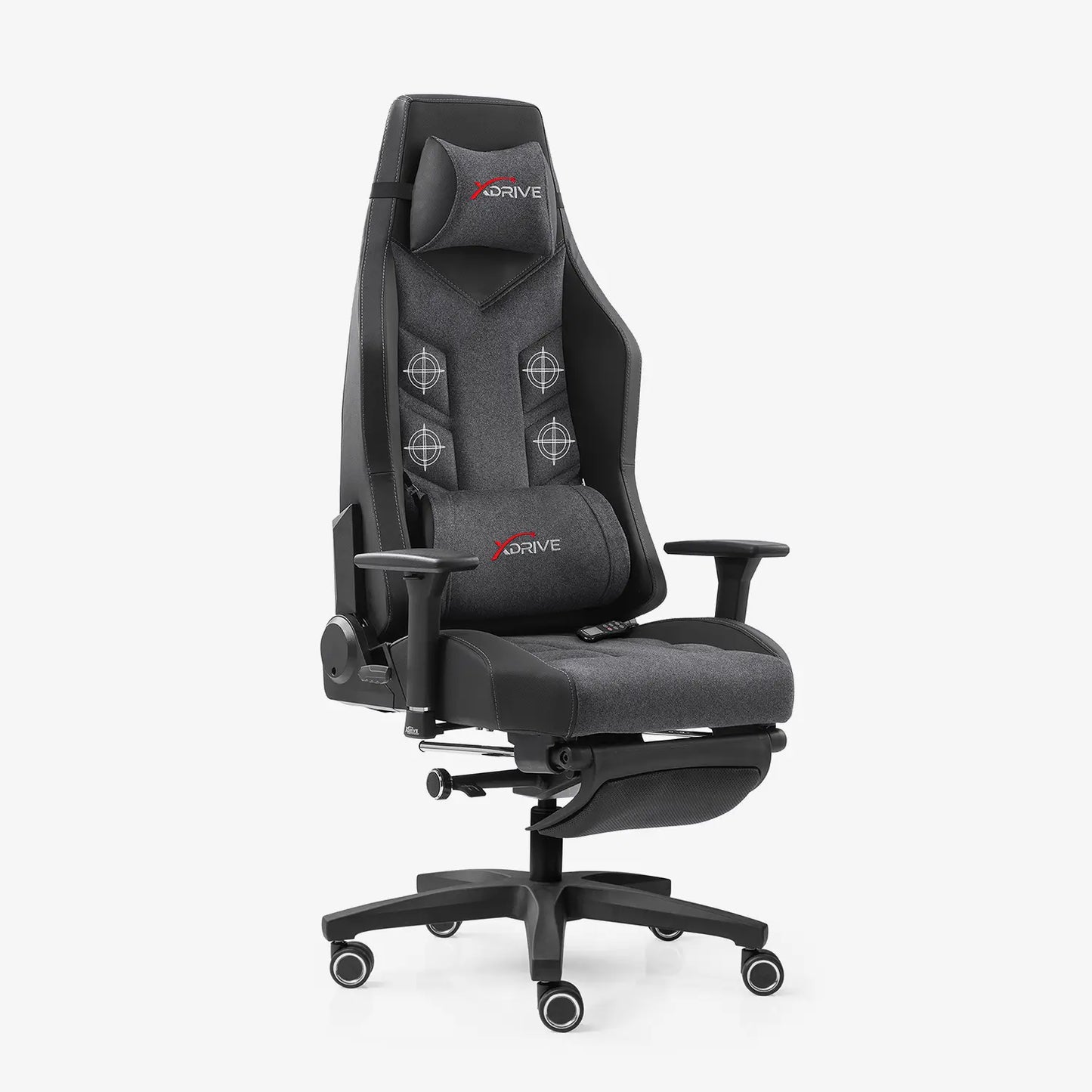 xDrive Fırtına Fotel gamingowy z funkcją masażu i rozciągania stóp, szary/czarny