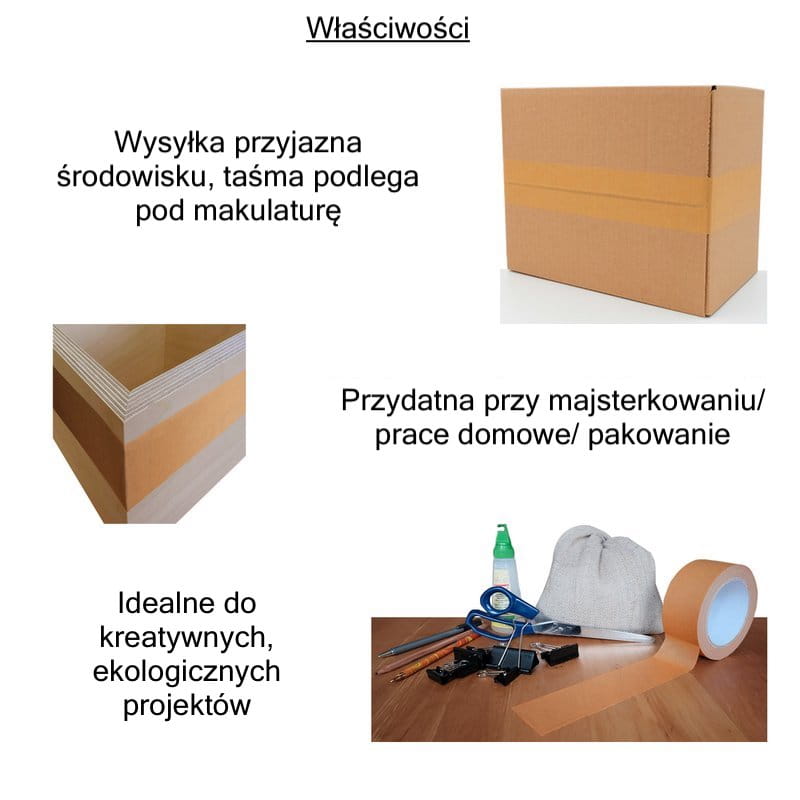 Papierowa taśma klejąca 50 mm x 50 m kauczuk naturalny
