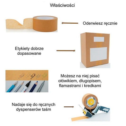 Papierowa taśma klejąca 50 mm x 50 m kauczuk naturalny