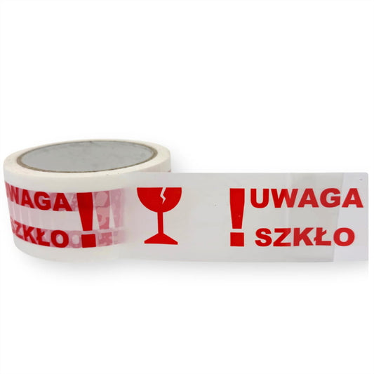 Taśma pakowa ostrzegawcza "UWAGA SZKŁO!" 48 mm x 50 m