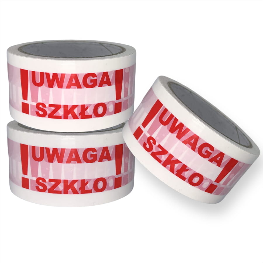 Taśma pakowa ostrzegawcza "UWAGA SZKŁO!" 48 mm x 50 m