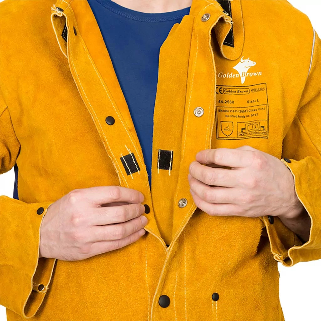 KURTKA SPAWALNICZA SKÓRZANA ZAPINANA NA NAPY GOLDEN BROWN